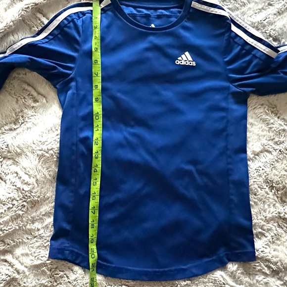 Adidas Long Sleeve Blue Shirt white sleeve stripes Size Small - Picture 4 of 4